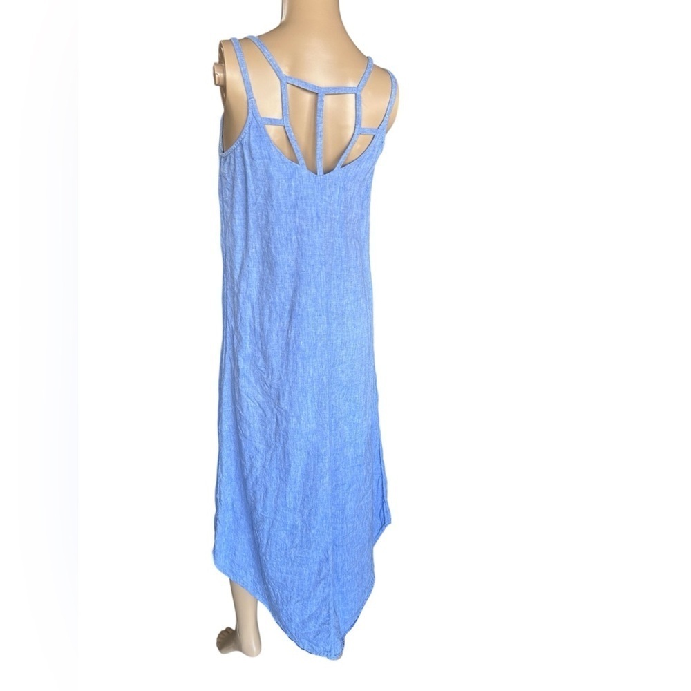 Antibes Blanc 100% Linen Coastal Tropical Lagom Beach Dress Women XS Strappy EUC
